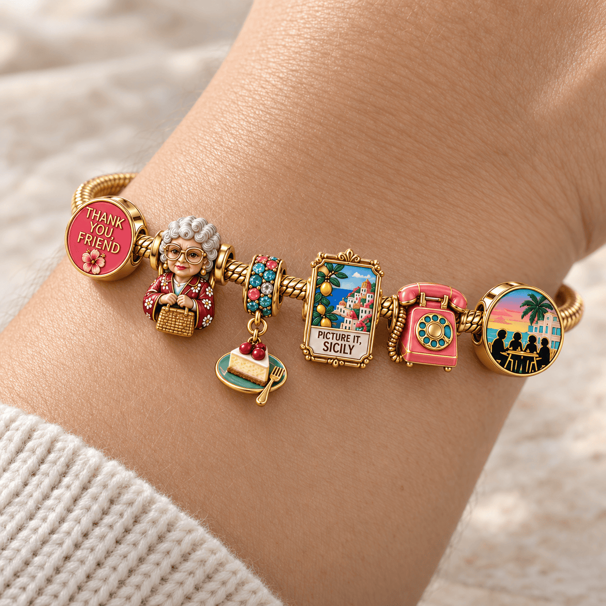 TGG Gold Charm Bracelet Set HQH