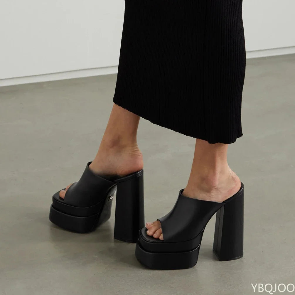 Luxury Female Thick High Heels Sandals Fashion Chain Platform Summer Women Sandals Party Elegant Shoes Zapatos Mujer Size 35-43